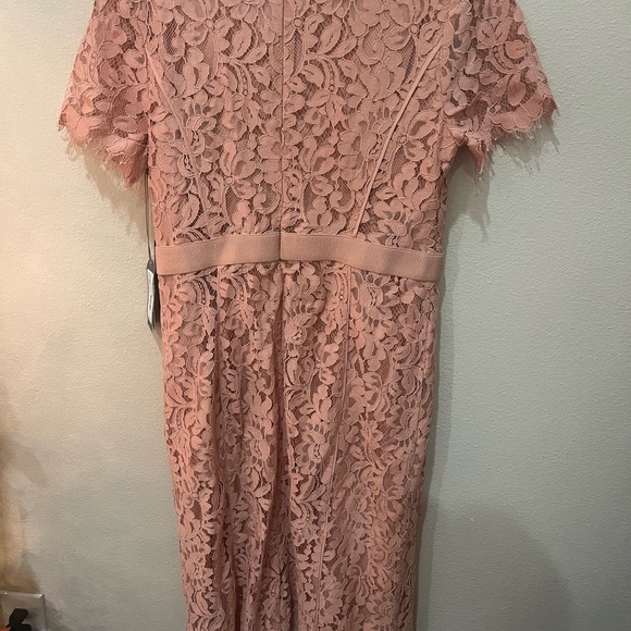 New York & Company Dusty Rose Lace Midi Dress - Picture 4 of 8